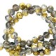 Abalorios de vidrio rondelle Facetados 4x3mm - Crystal half dorado gold metallic